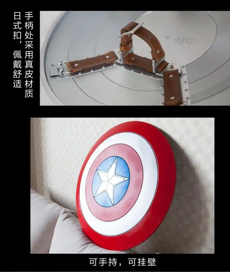 Action Figure 1:1 Captain America Metal Shield Model Avengers Home Decoration Cos Movie Props Halloween Props Gifts 60 Cm A