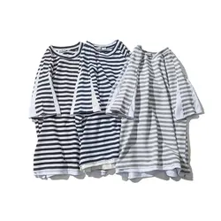 H. a. sueno 2018 новый японский Мужская футболка лидер продаж, повседневная одежда в полоску с коротким рукавом с приспущенными плечами свободный