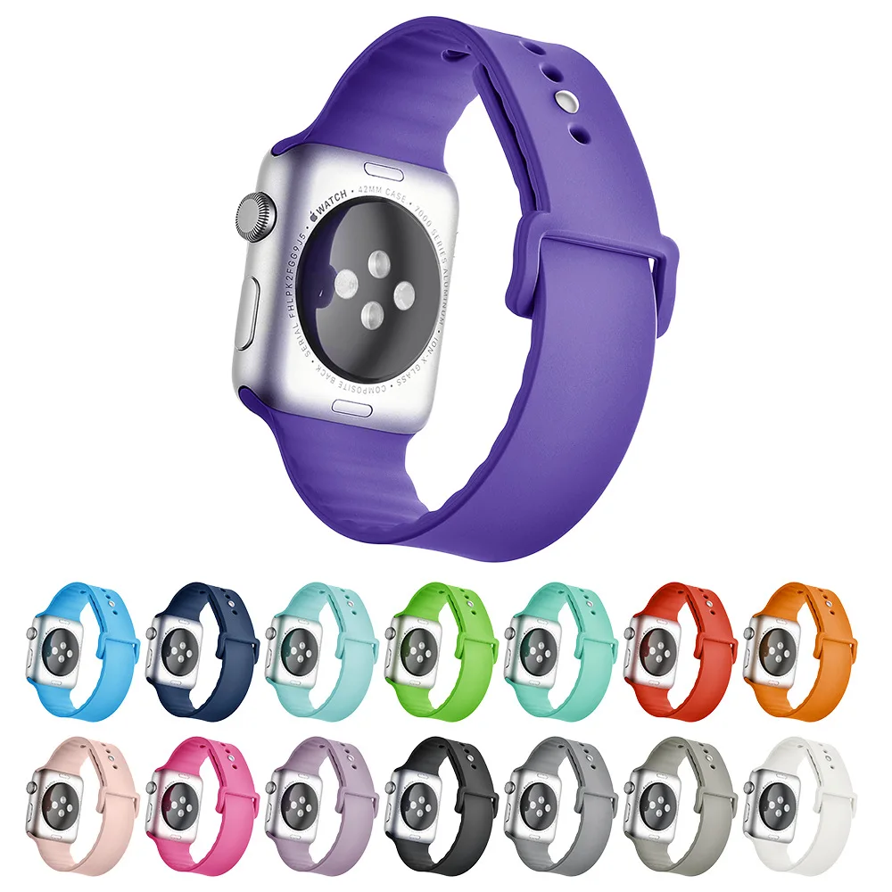 Силиконовый спортивный силиконовый ремешок для часов apple watch 42 мм 38 резиновый