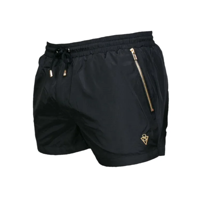 Black swim shorts Новые мужские спортивные шорты для фитнеса бодибилдинга мужские летние повседневные крутые короткие мужские брюки штаны для бега и тренировок пляжная брендовая одежда - Цвет: Black swim shorts