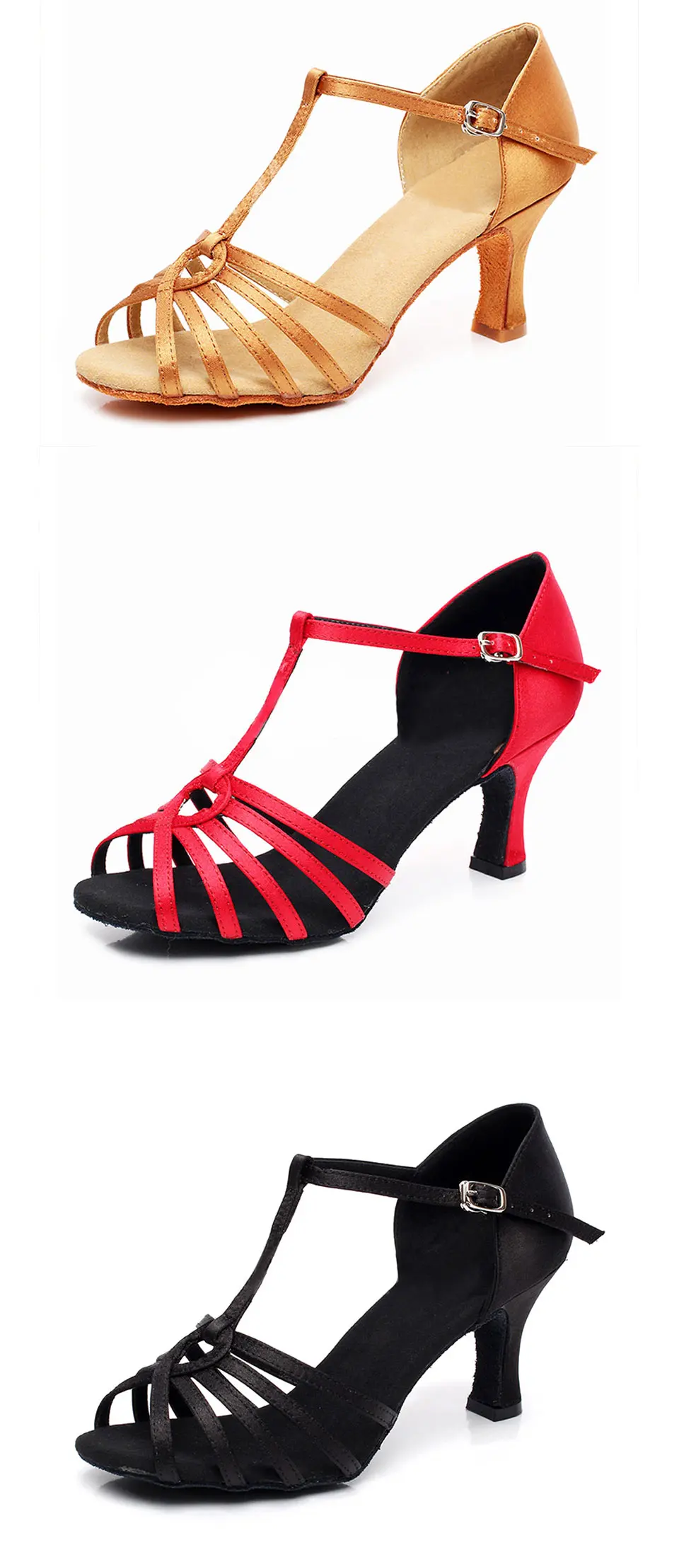 Женская обувь для сальсы, латинских танцев, красные туфли для танго, вечерние туфли для бальных танцев, Женская Черная мягкая подошва, джазовая танцевальная обувь на каблуке 7 см