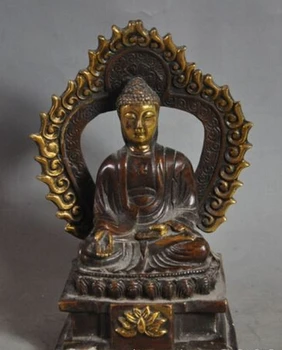 

Free Shipping 002991 chinese bronze Gilt buddhism sakyamuni Shakyamuni Buddha statue Sculpture