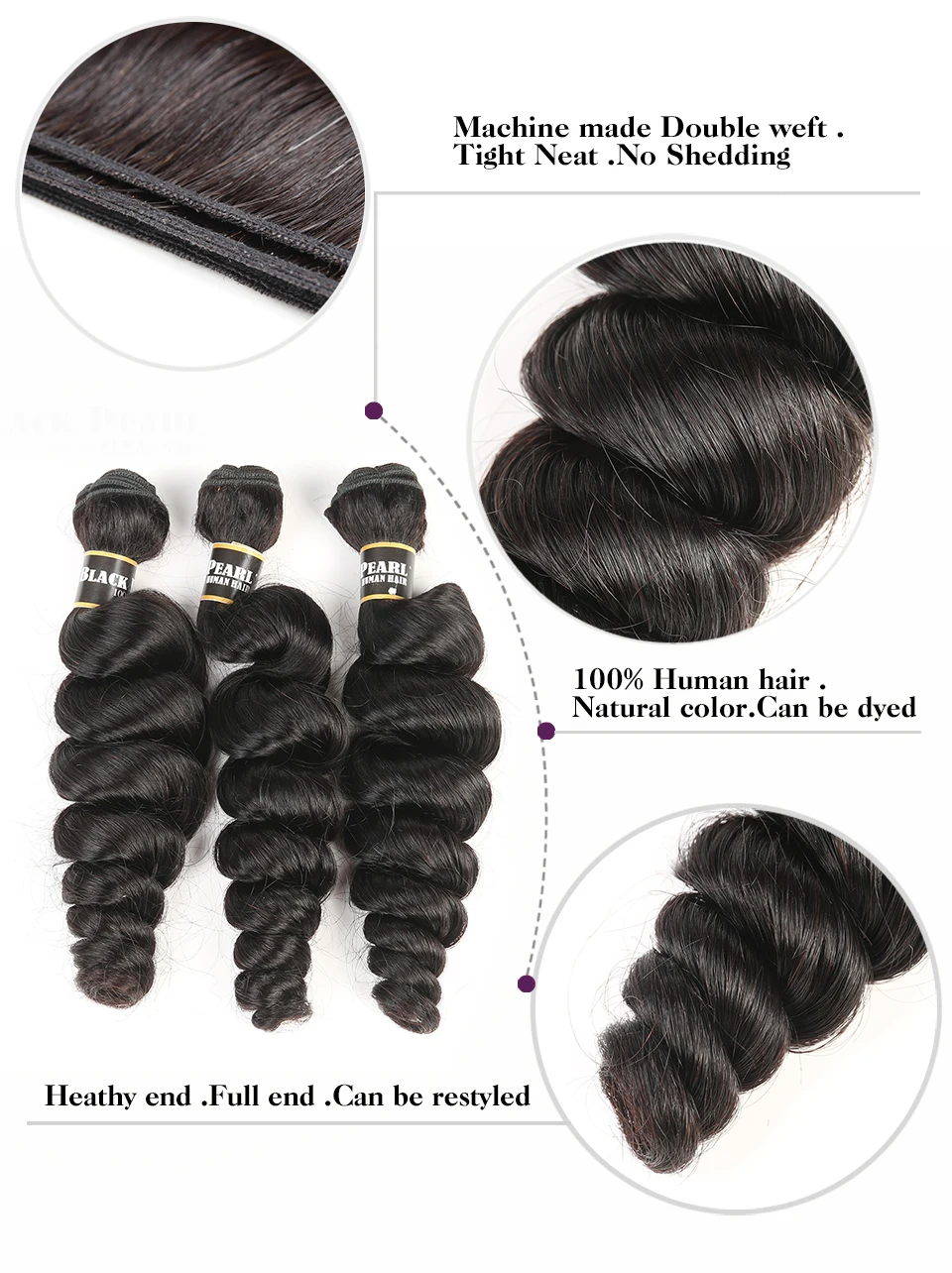 Blackpearl Связки малайзийских волос с синтетическое закрытие волос не Реми человеческие волосы 3 Связки с синтетическое закрытие волос 1B