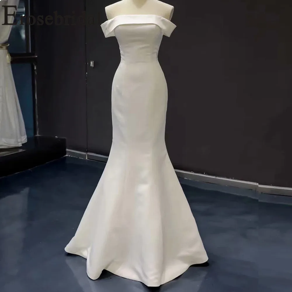 

Erosebridal New Arrival Mermaid Evening Dress 2019 Long Evening Gown Satin Formal Party Dress Boat Neck Gowns robe de soiree