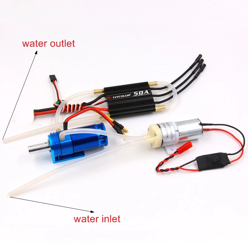 Радиоуправляемая лодка с бесщеточным двигателем с ESC комбинированная система питания 2862 2800KV 1500KV flycolor 50A ESC rudde насос водяного охлаждения