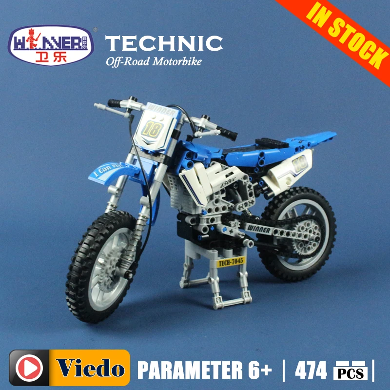 

7045 474pcs Blue Technic Motorcycle Moto City Model Building Blocks Bricks Classic Toys Gift For Children Compatible Legoe Xmas