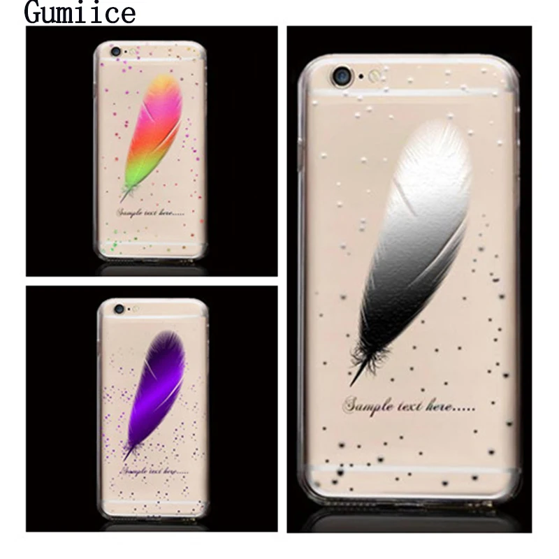 Gumiice Цветной перья 4.7 дюйма и 5.5 дюймов телефона Чехлы для iPhone 6 6S|case for iphone|phone casescase