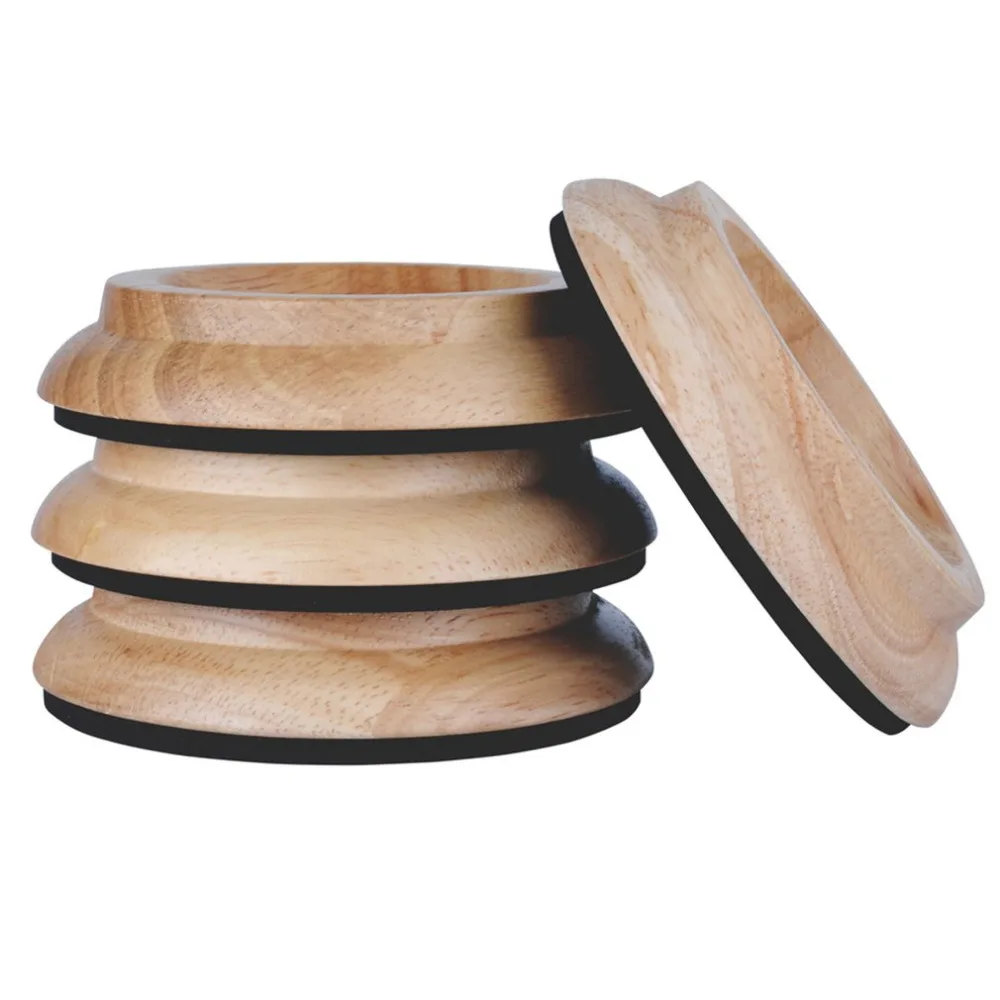 

4 PCS Solid Wood Piano Caster Cups Universal Round Cup Wood Grain Grand Piano Mats Piano Foot Pads Anti-Skid Pads 3 Colors