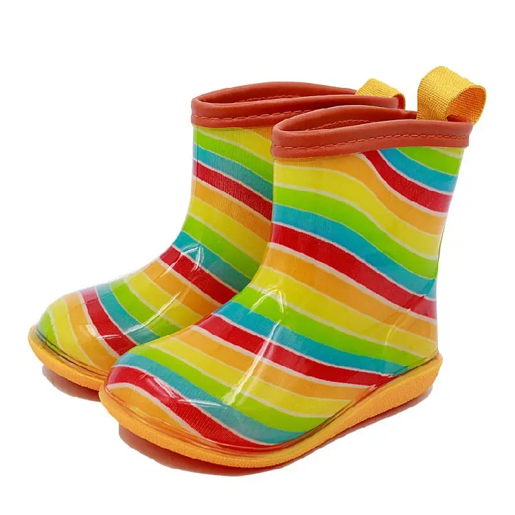 Детская Радужная резиновая обувь для дождливой погоды; детская обувь для дождливой погоды для маленьких мальчиков и девочек; детская водонепроницаемая обувь для маленьких девочек - Цвет: rainbow B