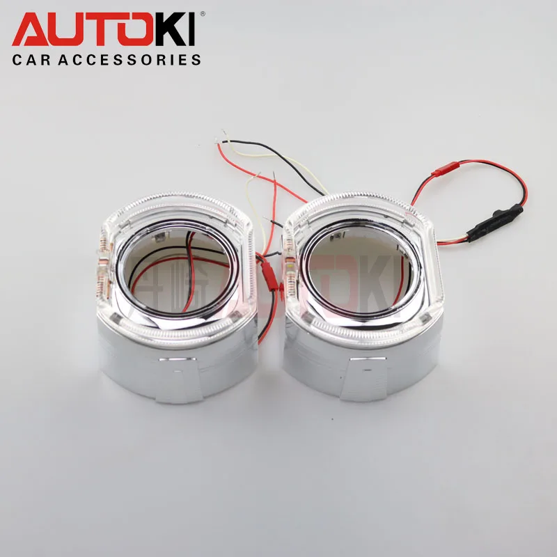Autoki 3 дюйм(ов) H4 Koito Q5 D2H Bi-ксеноновых фар, Высокопрочная конструкция линзы прожекторного типа+ светодиодные лампы DRL руководство кожух для автомобильных headligh