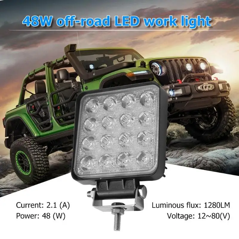 

48W Offroad LED Work Light Spot Beam Driving Fog Lamp Spot Flood LED Light Bar For Truck Tractor Promotion LED Work Light