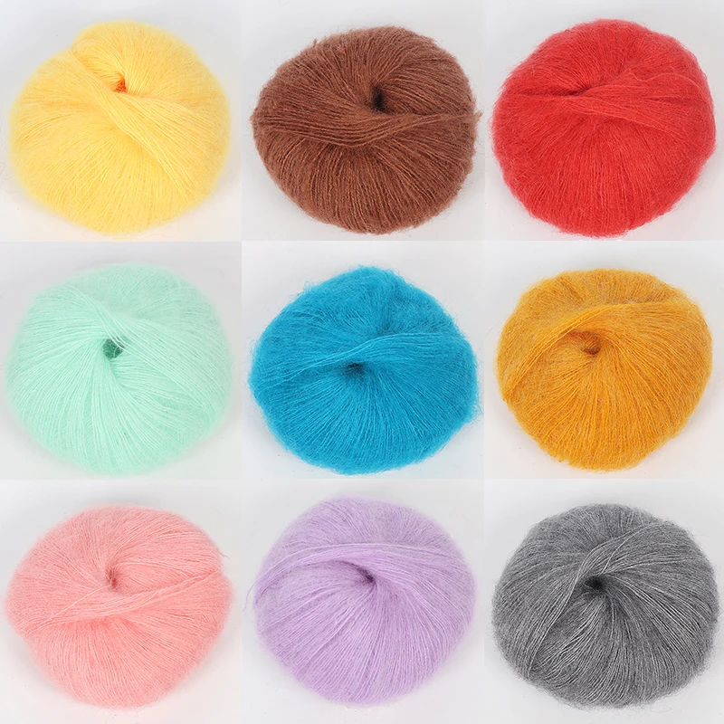 25g/Ball Hand Knitting Thin Mohair Yarn Super Soft Plush Fine Wool Crochet Villi Plump Delicate Smooth Knitted Thread | Дом и сад