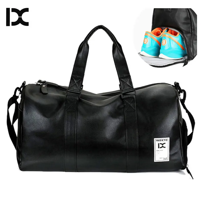 

2019 New IX Brand Men's PU Leather Gym Bag Sports Bag For Fitness Women Handbag Training Shoulder Bag With Shoes Pocket XA688WD