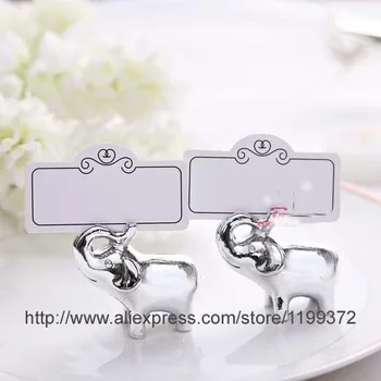 

500pcs Lucky in Love Elephant Place Card Holders Photo Holder Wedding Favor Party Gift Silver Free DHL Shipping