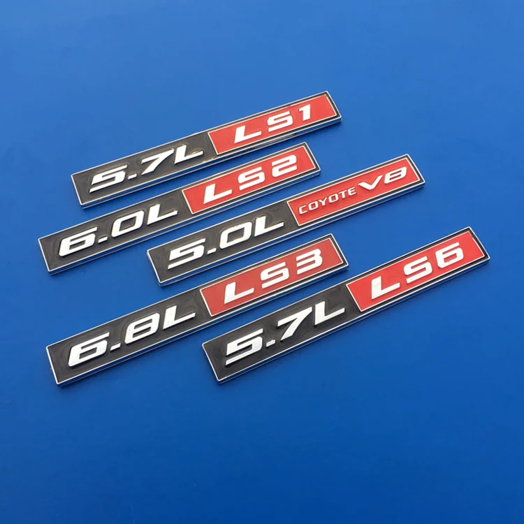 1 PCS 3D Metal Emblem 5.0L 5.7L 6.0L 6.8L LS1 LS2 LS3 LS6  COYOTE V8 Body badge Trunk Sticker For JEEP Chevrolet Ford
