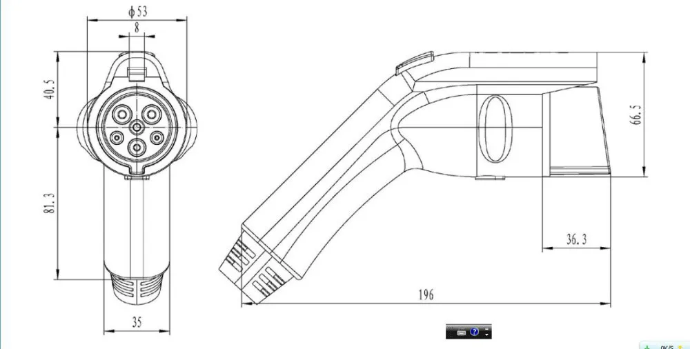 dimension of J1772 plug
