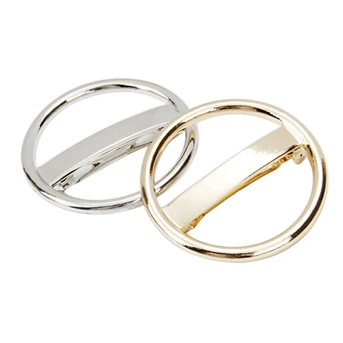 Fashion Women's Hairpin Punk Circle Golden Silver Alloy Round Hair Clip Clamp Headwear
