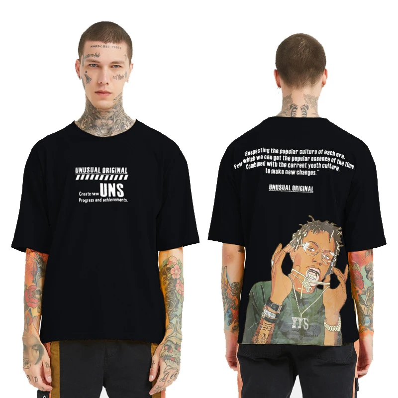 2019 cotton harajuku streetwear summer new men's short sleeve loose 3XL t shirt tshirt T-shirts Clothing tops and  tee for male