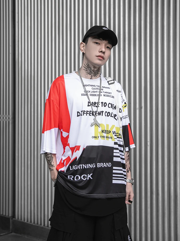 

Dark Icon 3D Printed Oversized Street T-shirts Men 2019 Summer Hip Hip Tshirts Round Neck Mens Tee Shirts