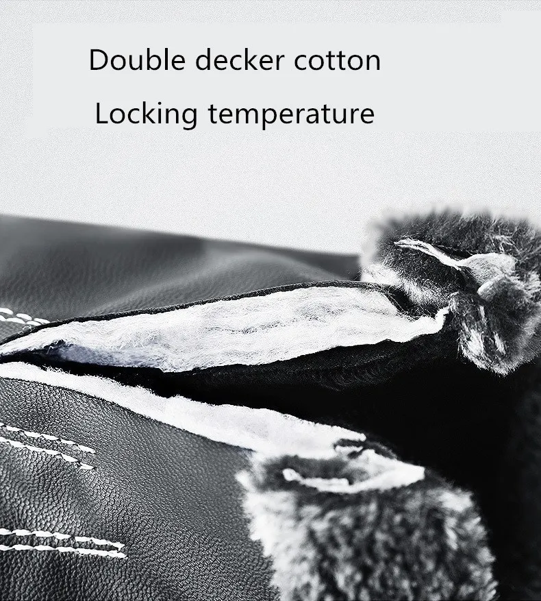 2018 зимние мужские ПУ кожаные короткие толстые черные перчатки с сенсорным экраном мужские уличные автомобильные водительские варежки