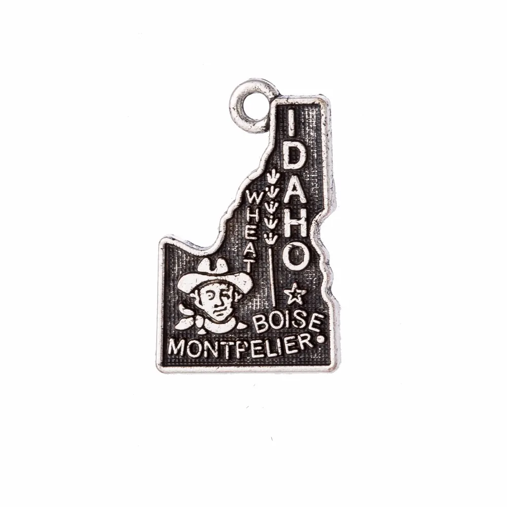 

my shape 14*22mm Idaho State Map Charm Pendant Vintage Style Jewelry Fit Bracelet Making 30pcs/Lot