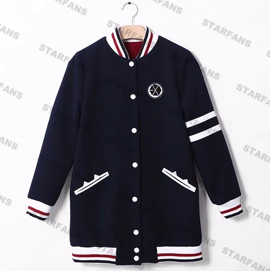 

Exo con capucha kpop EXO capa chaqueta EXO kai camiseta del lobo EXO kris ropa escudo Baseball uniform Hoodies Sweatshirts