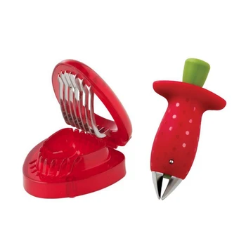 

2pcs/set Strawberry Slicer Cutter Kitchen Fruit Gadget Tools Strawberry Corer Strawberry Huller Leaf Stem Remover