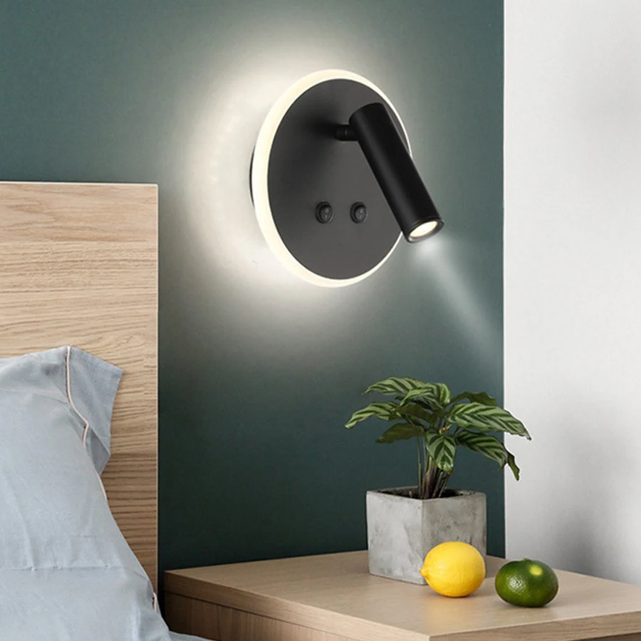 Thrisdar Creative Backlit Bedside Reading Wall Light With Double Switch Hotel Corridor Stair Spot | Лампы и освещение