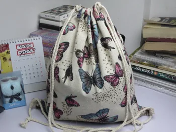 

DHL 100pcs Polyester Retro Printing Drawstring Party Travel Bags Fabric Storage Package Drawstring Bags Scarf