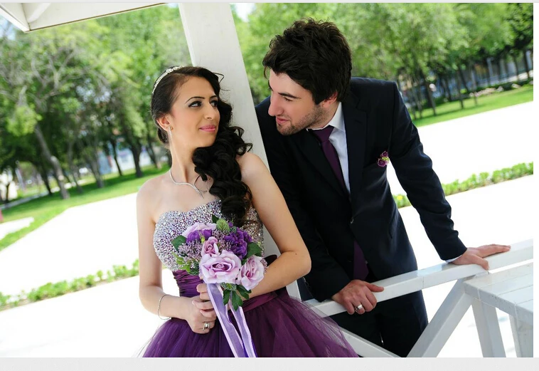 Милое фиолетовое свадебное платье es с блестящими бусинами Топ бальное платье свадебное платье Плюс Размер Vestido Noiva