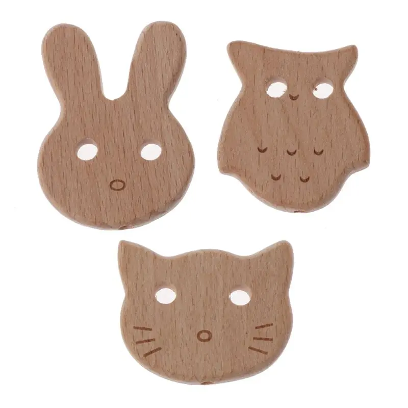 

Owl Beech Wood Teether Teething Beads for Baby Nursing Necklace/Bracelet DIY Toy