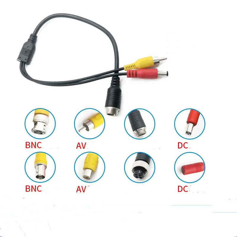 4-х ядерный мужского и женского пола, автомобильная фара, мониторинг видео кабель AV головка постоянного тока адаптер кабель питания камеры кабель-удлинитель