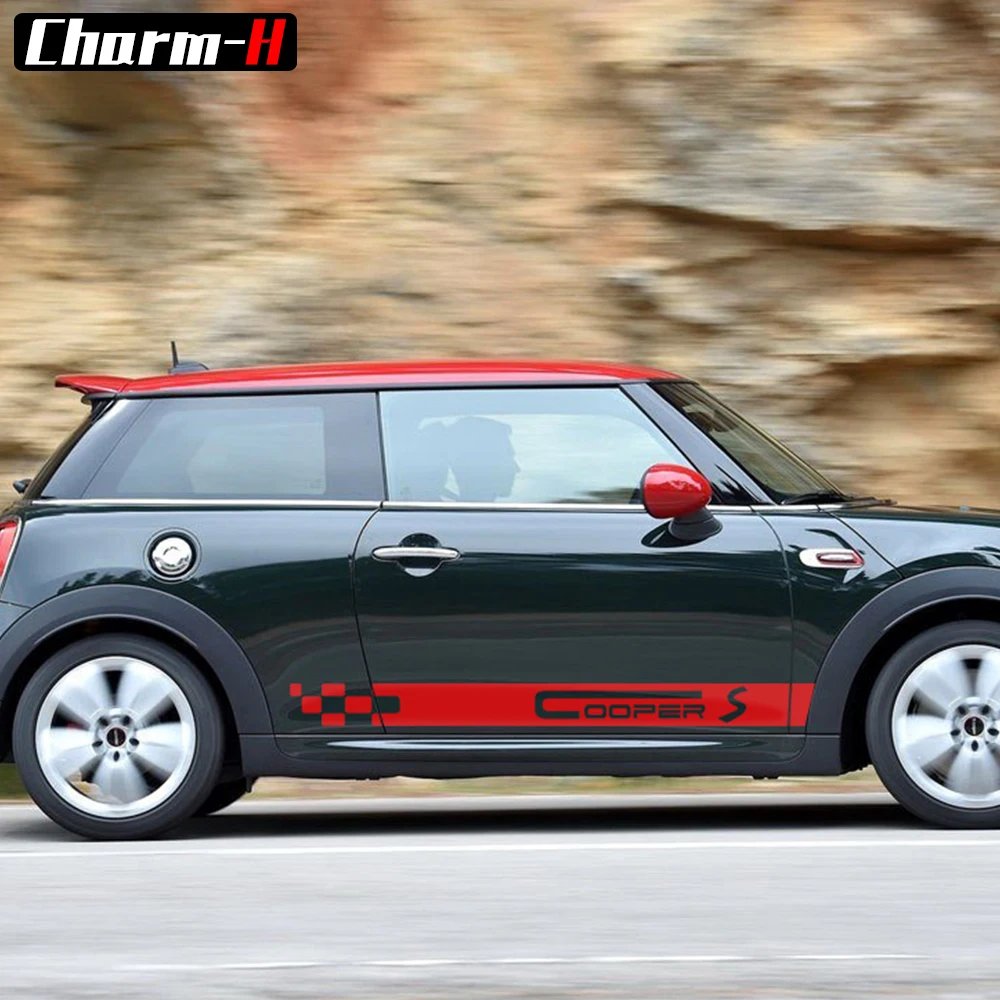 Автостайлинг наклейки с боковой юбкой для MINI COOPER S Racing Stripes Clubman R55 F54 R56 F56 R50 R53 F55 F60