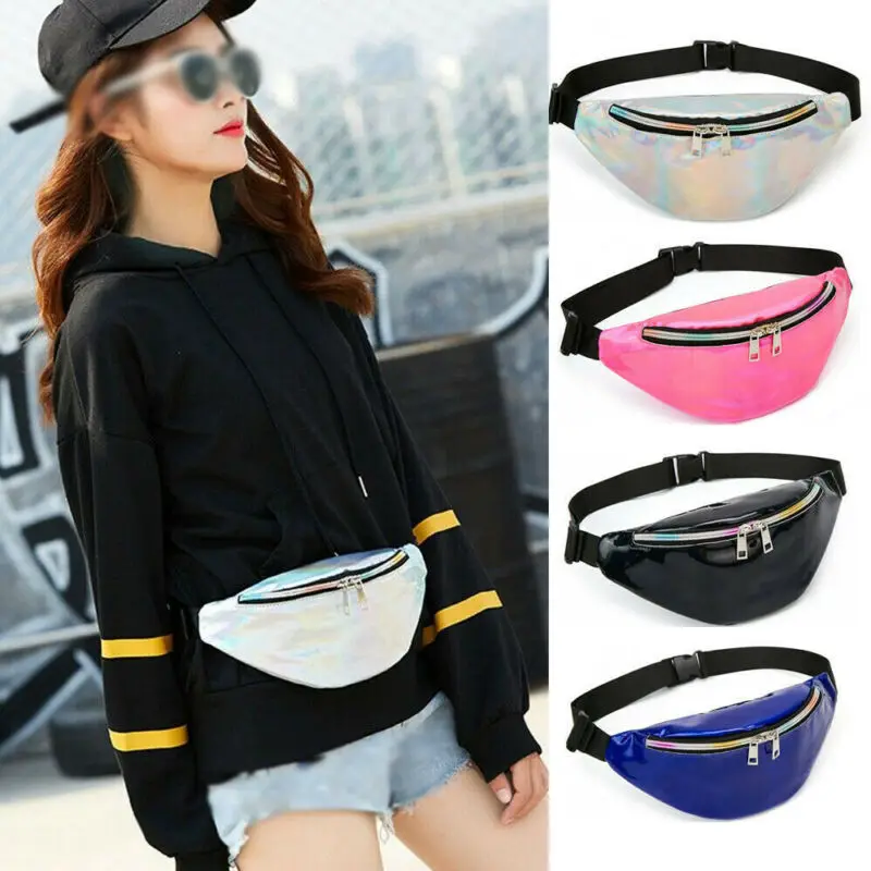

Hirigin 2019 Women Girls Waist Fanny Pack Belt Bag Pouch Travel Hip Bum Bag Women Shiny Purse