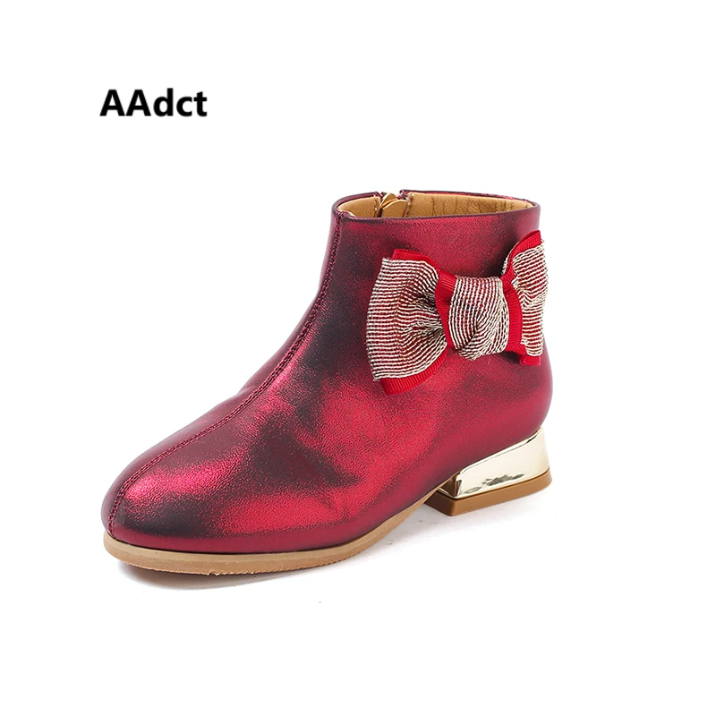 

AAdct Martin boots girls 2018 Autumn new princess children boots pink fashion bow student kids boots for girl Brand High-quality
