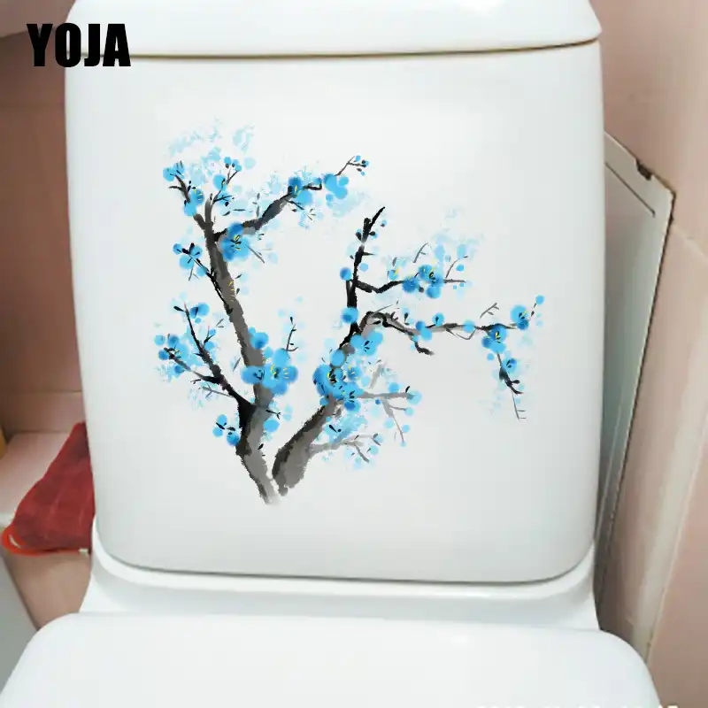 Yoja 20x20 5cm Blue Plum Chinese Style Creative Bathroom Decor Toilet Sticker Home Room Wall Decal T1 1300 Wall Stickers Aliexpress