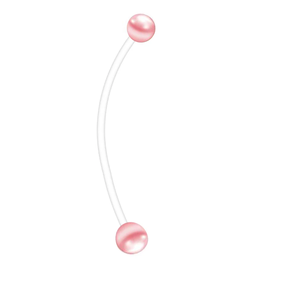JUNLOWPY 1-4 года pcs 14G Беременность гибкий биопласт для пупка кольца акриловые штанга фабричного производства пирсинг для ушей, тела ювелирные изделия - Окраска металла: pink pearl