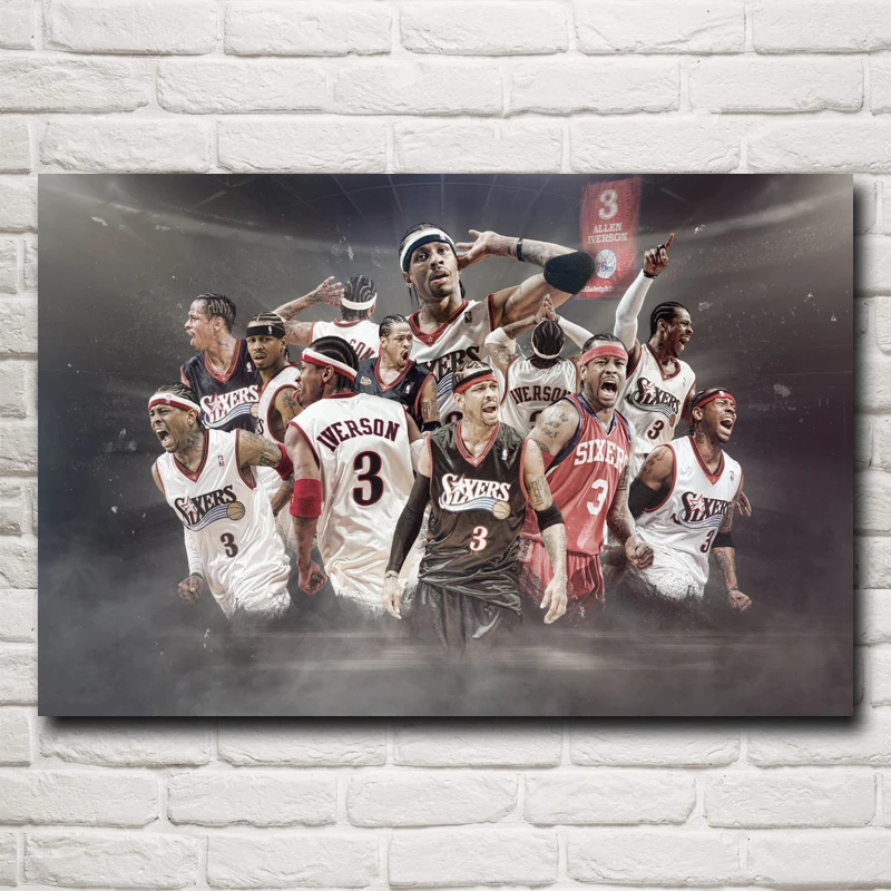 

Basketball Star Allen Iverson Art Silk Fabric Poster Print Sports Pictures Wall Decor 12x18 16X24 20x30 24x36 Inch Free Shipping