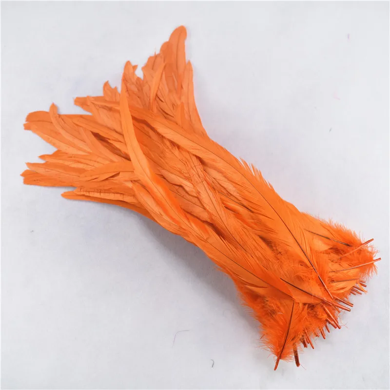 100 шт 30-35 см натуральный петух хвост перья красочные дешевые перо для украшения ремесло Рождество Diy перо фазана - Цвет: Orange