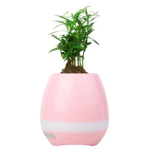 Портативный музыкальный цветочный горшок динамик умный беспроводной MP3 Bluetooth Мини diy офисный домашний динамик s Настольный сенсорный небольшой ночной светодиодный динамик - Цвет: pink(no plant)
