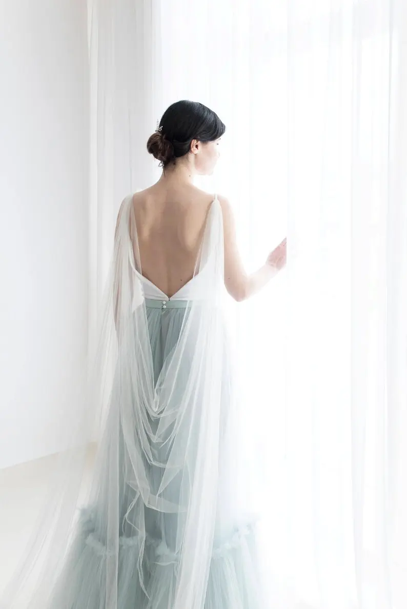 

Bridal cape veil - Wedding cape - Custom color cape veil - Draped bridal cape