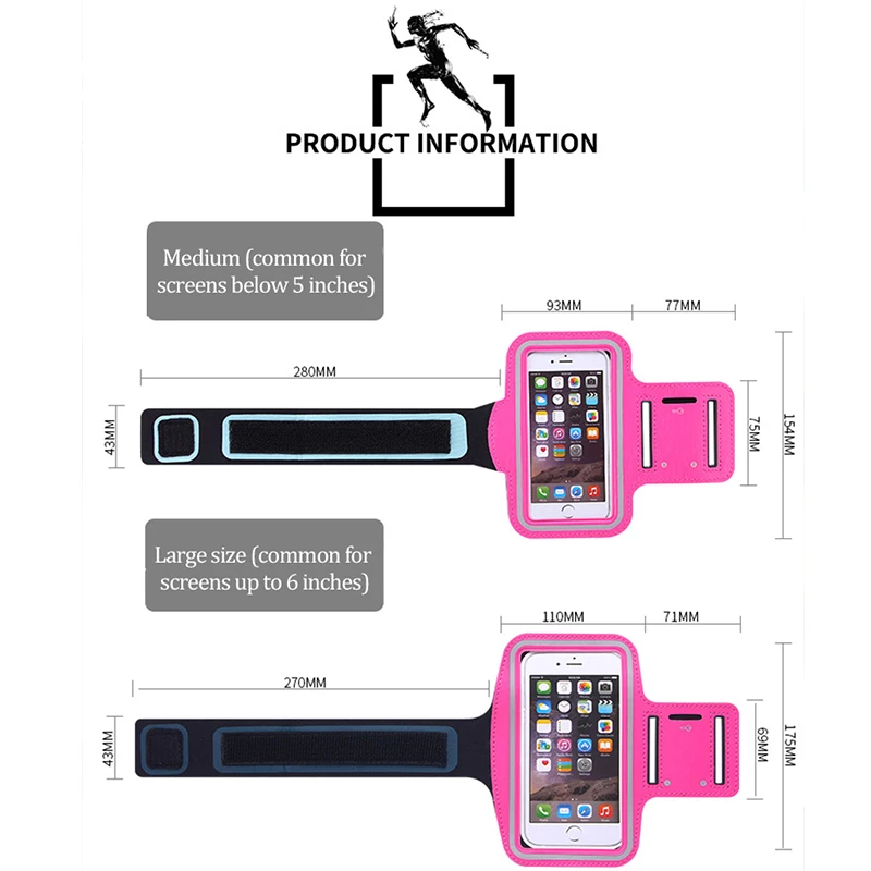 Ponsel Ban Lengan untuk 4 ''4.5'' 4.7 ''5'' 5.5 ''Inch Ponsel Olahraga Pemegang Case untuk iPhone huawei Samsung Xiaomi Handphone Lari