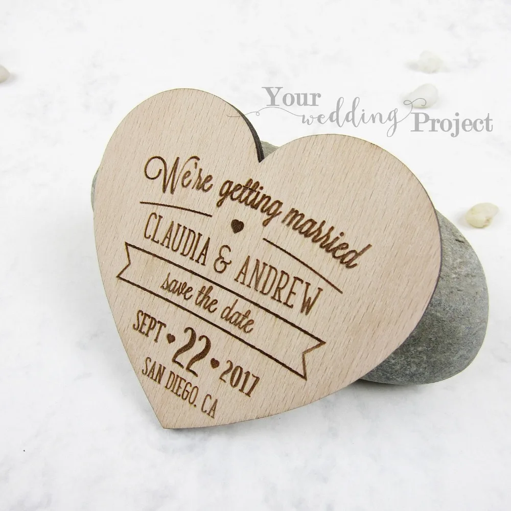  Heart Save the Date Wood Save the Dates Wedding Invitation Wedding Favors Rustic Save the Datewood  - 32956074408