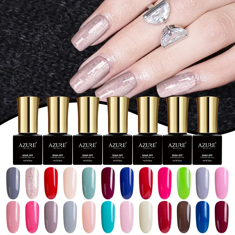 AZURE BEAUTY 7ML Gel Polish Nail Gel Paint 60 Gorgeous Colors Azure Nail Gel Glue UV Gel Varnish Soak Off Hybrid Lacquer Enamel
