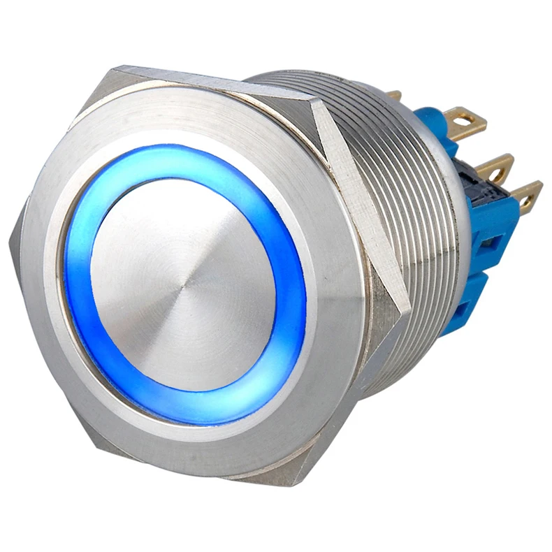 

25mm 3.3V 5V 12V 24V RED Blue Ring LED 1NO1NC Reset Momentary Anti-Vandal Electric Car Push Button Switch