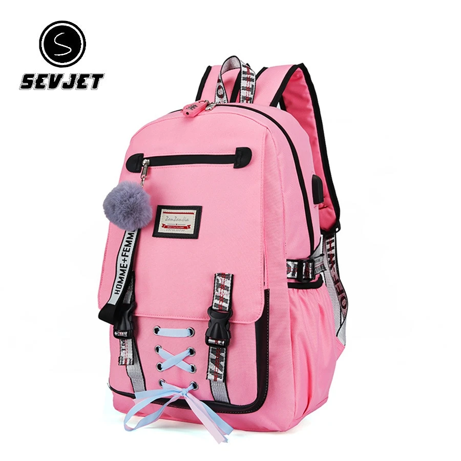 

Oxford Large School Bags For Teenage Girls Usb With Lock Anti Theft Backpack Women Book Bag Big High Quality School Bags C1007