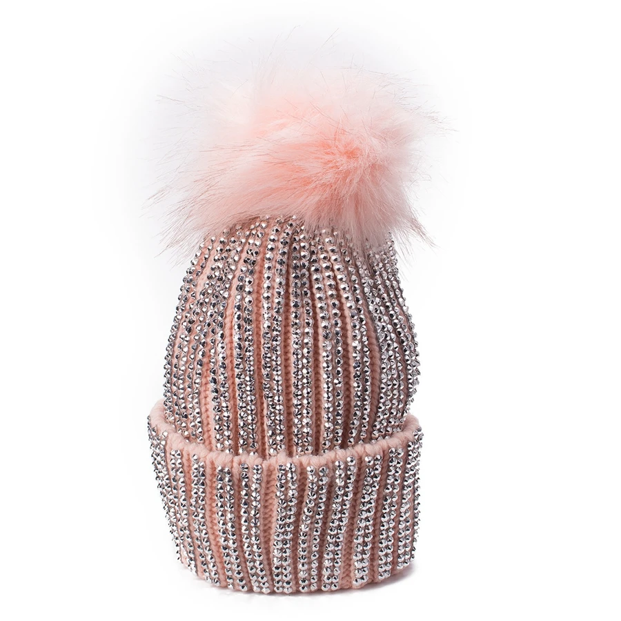 Lawliet, зимние шапки, искусственный мех, помпон, стразы, шикарный стиль, женские шапочки, высокое качество, теплая вязаная шапка, женская шапка с черепом, A469