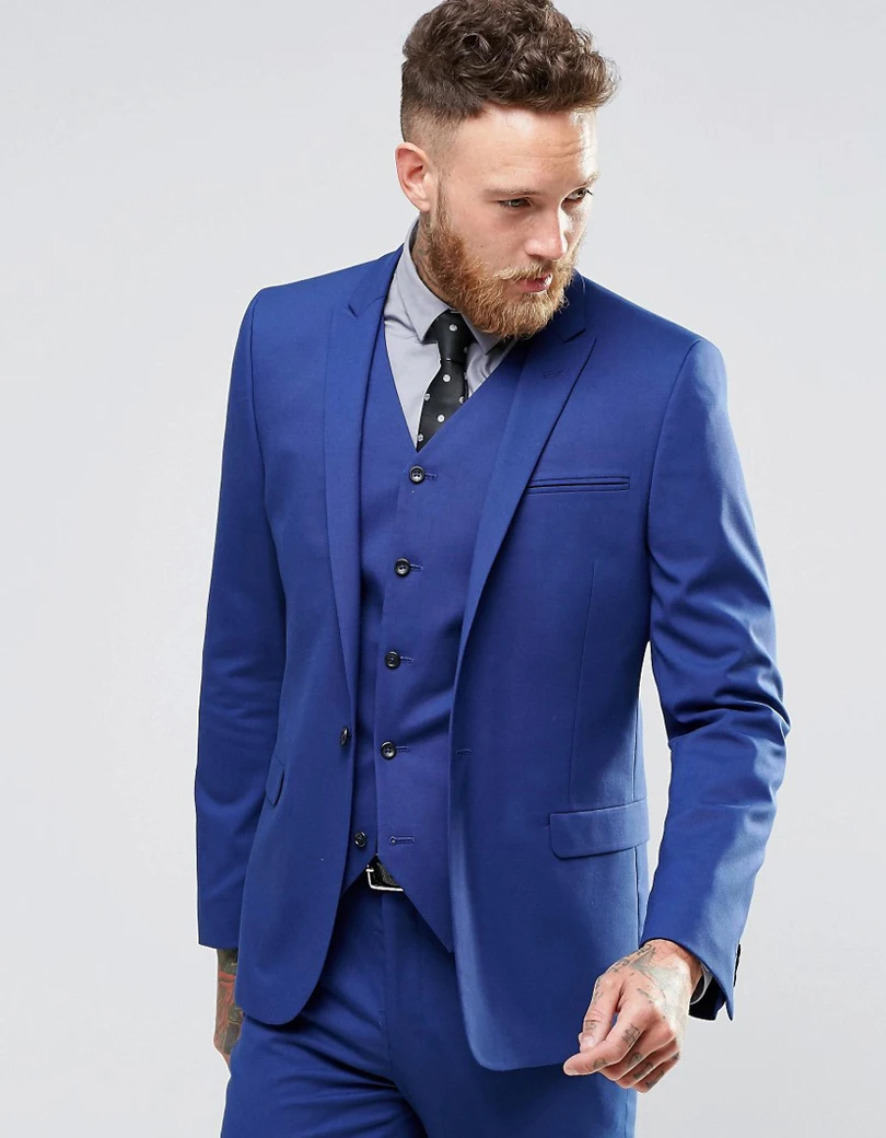 2017 Custom Made Costumes Style De Mode Un Bouton Pesked Revers Hommes De Robe De Mariage