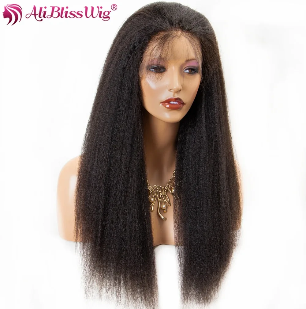 aliblisswigPreplucked Italian Yaki Lace Front Human Hair Wigs for Black Women Brazilian Remy Glueless Lace Wig with Baby Hair2