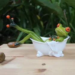 3D лягушка с ванной украшения животных смолы ремесленные фигурки милые ремесла игрушка рабочего орнамент